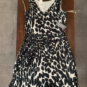 Ann Taylor Black and White Midi Dress